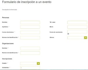 Formulari d'inscripció a un esdeveniment